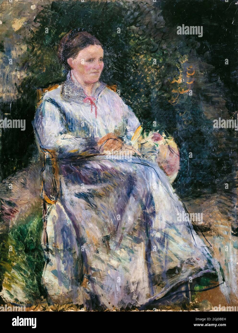 Julie Pissarro (l'épouse de l'artiste) dans le jardin, portrait peint par Camille Pissarro, vers 1874 Banque D'Images