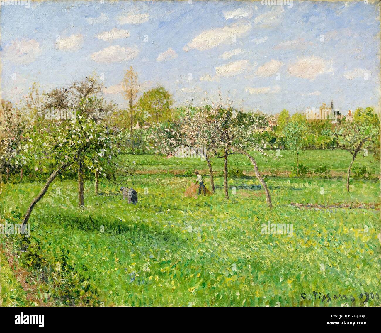 Camille Pissarro, matin du printemps, Nuageux, Eragny, peinture de paysage, 1900 Banque D'Images