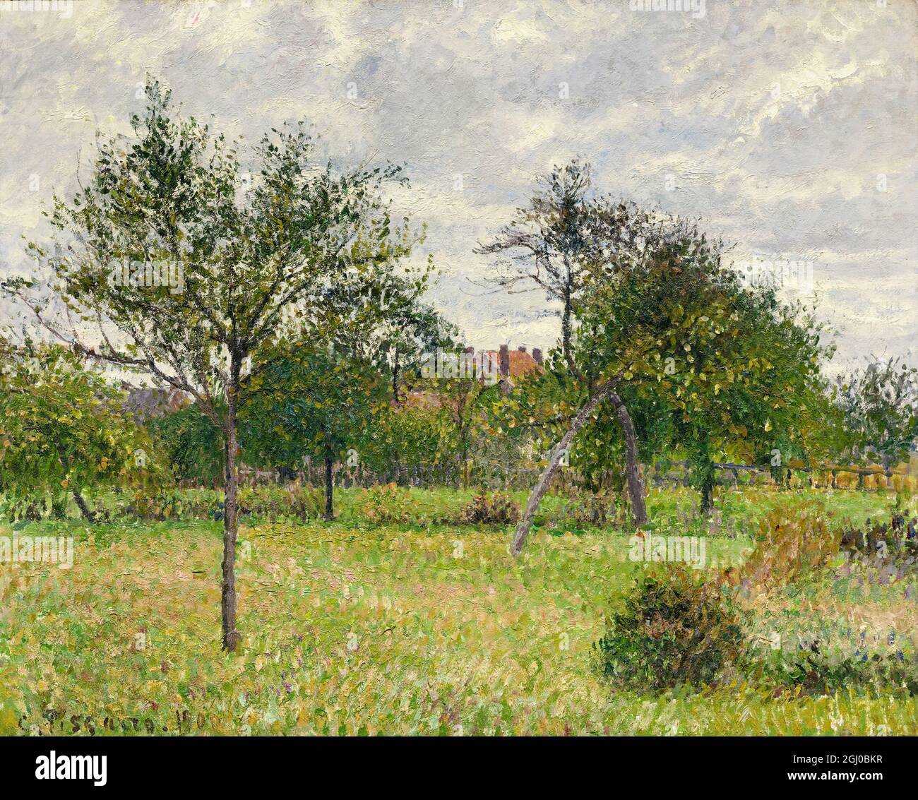 Camille Pissarro, matin d'automne, Nuageux, Eragny, peinture de paysage, 1900 Banque D'Images