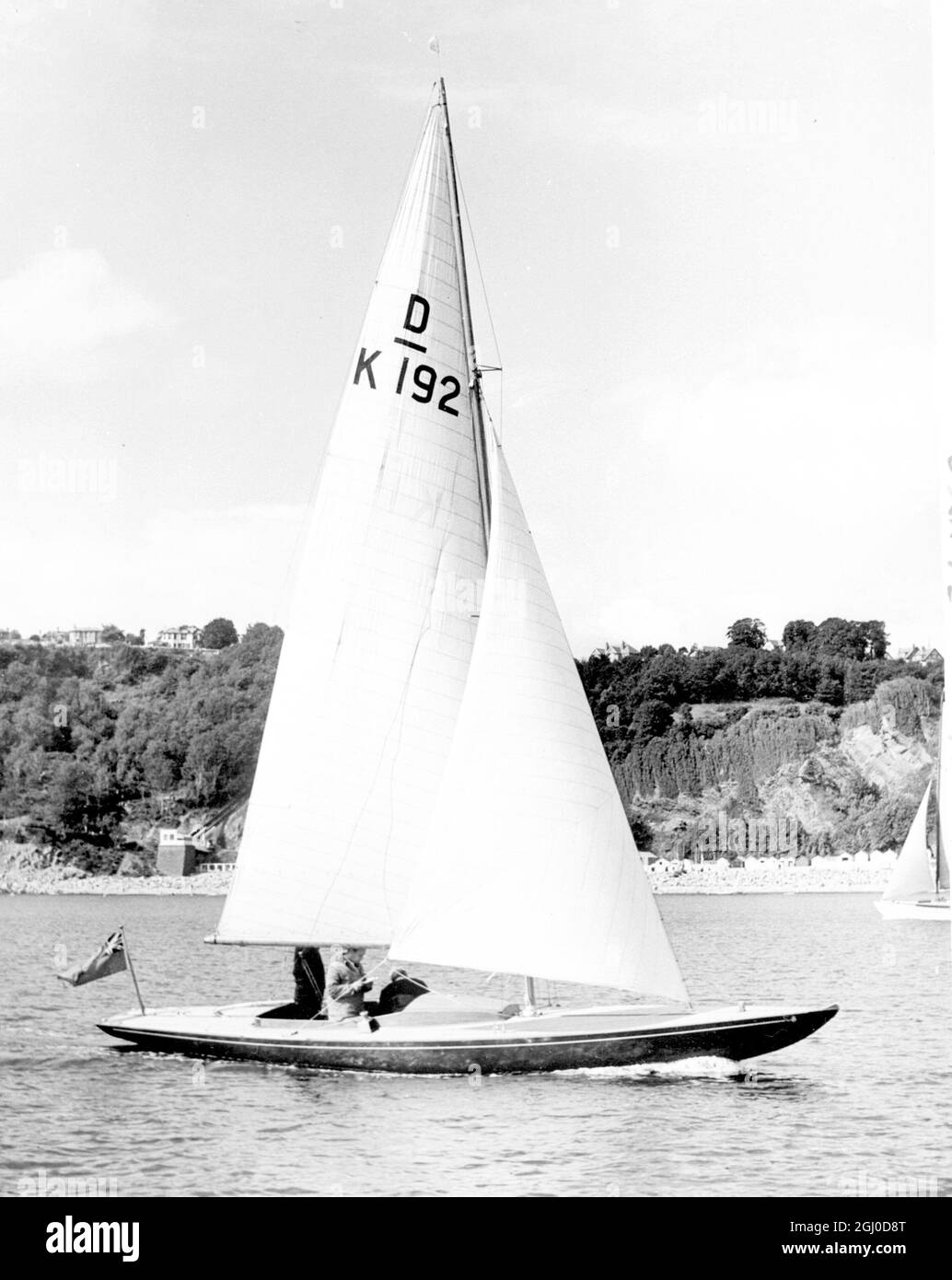 Le yacht du duc d'Édimbourg ''Bluebottle'' fait ses courses à Babbacombe , Torquay Devonshire. Brochés par le Lieutenant Commandder Graham Mann. 22 août 1956 Banque D'Images
