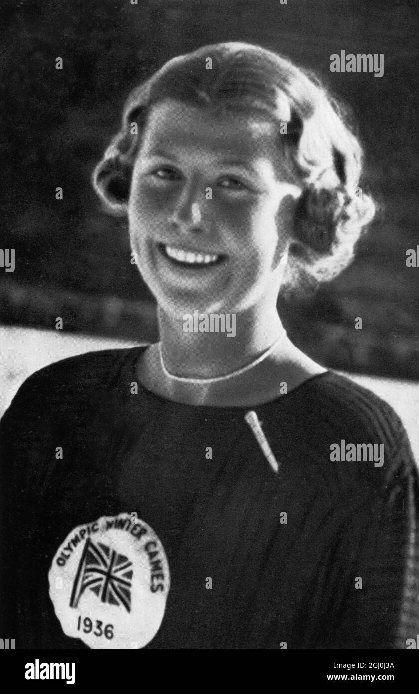 Cecilia Colledge (Grande-Bretagne) 1936, deuxième dans le patinage artistique et une grande menace pour Sonja Henie ©TopFoto Banque D'Images