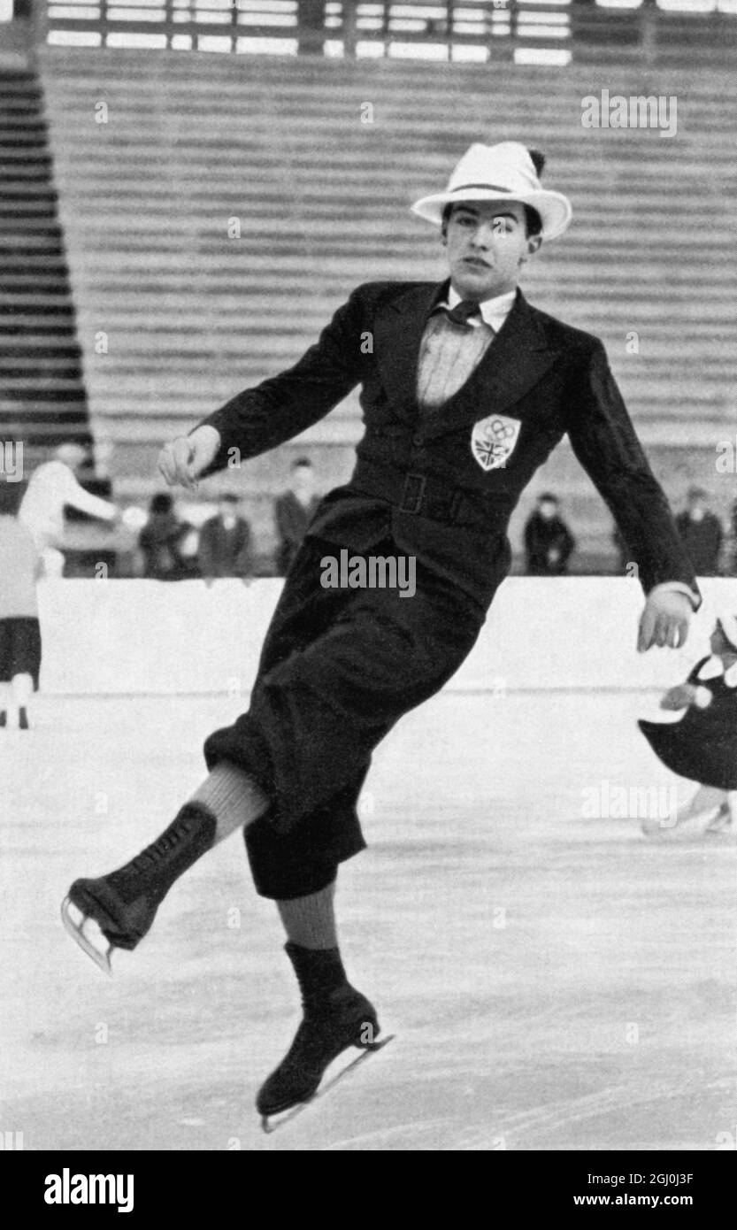 Jack Edward Dunn (Grande-Bretagne) s'entraîner pour les Jeux Olympiques - il porte un chapeau bavarois avec une petite plume. ©TopFoto Banque D'Images