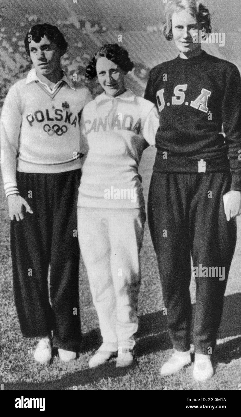Jeux olympiques de 1932, Los Angeles, États-Unis, 100 mètres DASH Gold - Stella Walch - Pologne Silver - Hilda Strike - Canada (CAN) Bronze - Wilhelmina von Bremen - États-Unis Banque D'Images