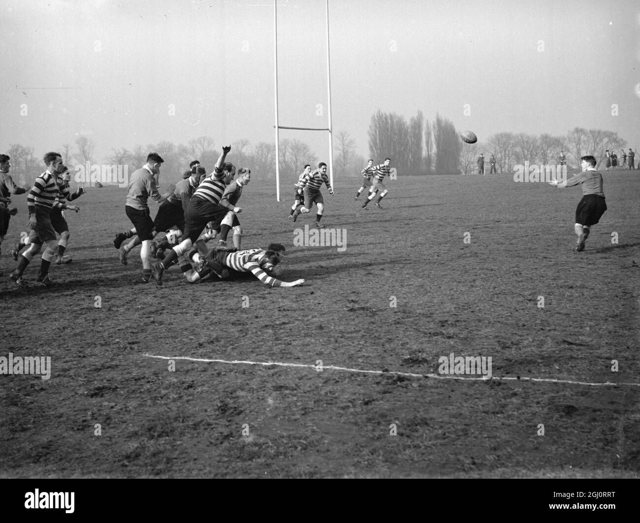 Rugby Match R.A. Woolwich . 16 mars 1948 Banque D'Images