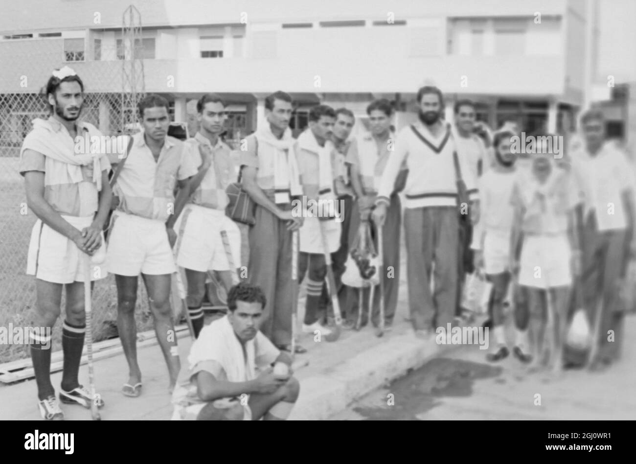 ÉQUIPE INDIENNE DE HOCKEY POUR LES JEUX OLYMPIQUES DE ROME 21 AOÛT 1960 Banque D'Images