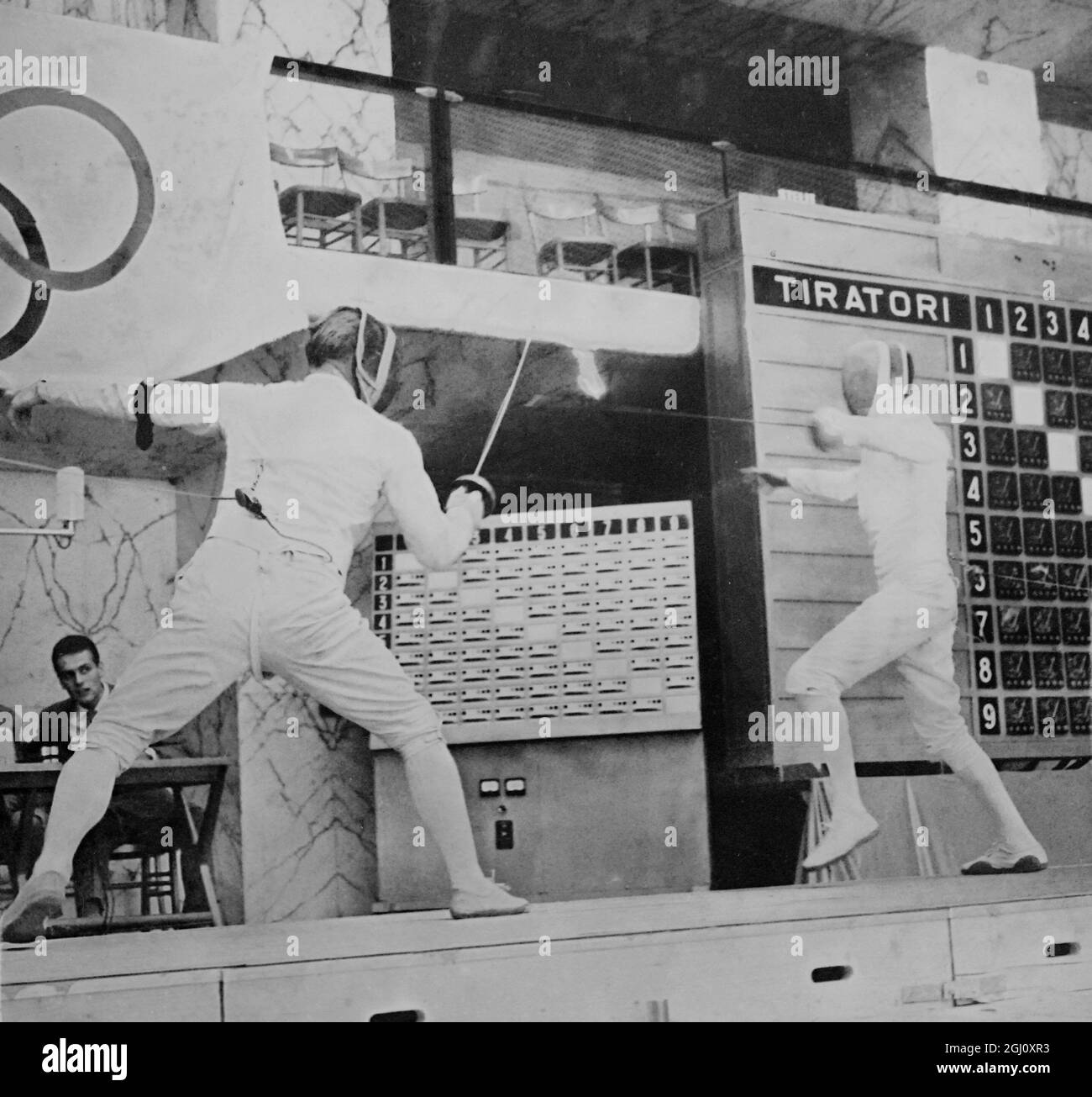 ESCRIME DE JEU OLYMPIQUE HOMMES EPEE KERNEY V GABOR 5 SEPTEMBRE 1960 Banque D'Images