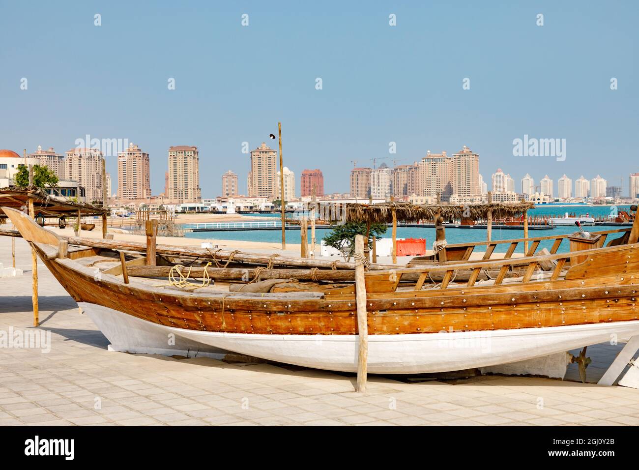 Etat du Qatar, Doha. Dhow traditionnel. Banque D'Images