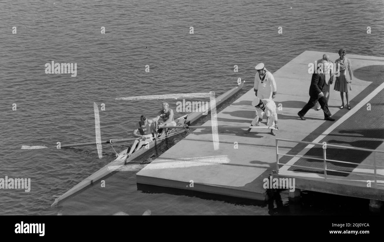 JEU OLYMPIQUE AVIRON COXLESS PAIRES LEHTELA PITKANEN FINLANDE 3 SEPTEMBRE 4 1960 Banque D'Images