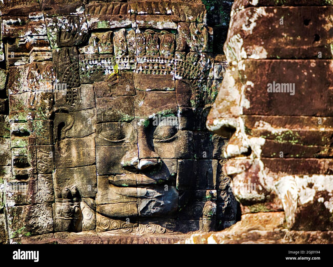 Asie Cambodge Angkor Watt;;;Siem Reap;Visages de temple Bayon Banque D'Images