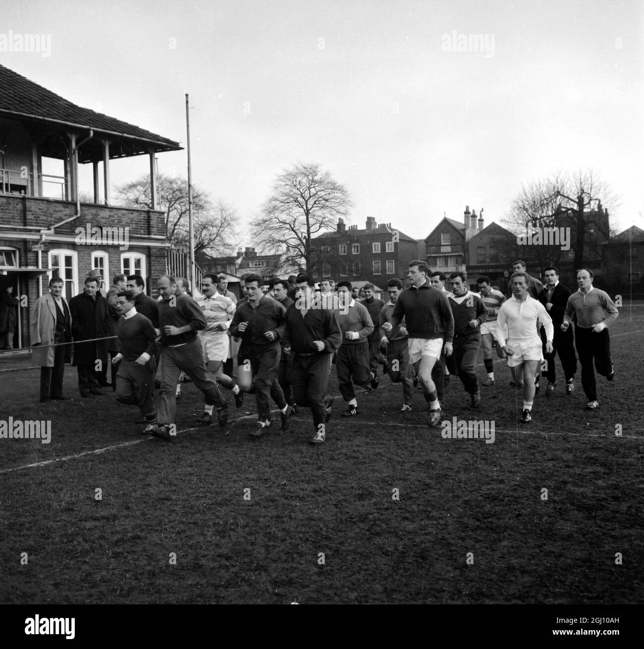 RUGBY ÉQUIPE FRANÇAISE EN FORMATION À RICHMOND 24 FÉVRIER 1961 Banque D'Images