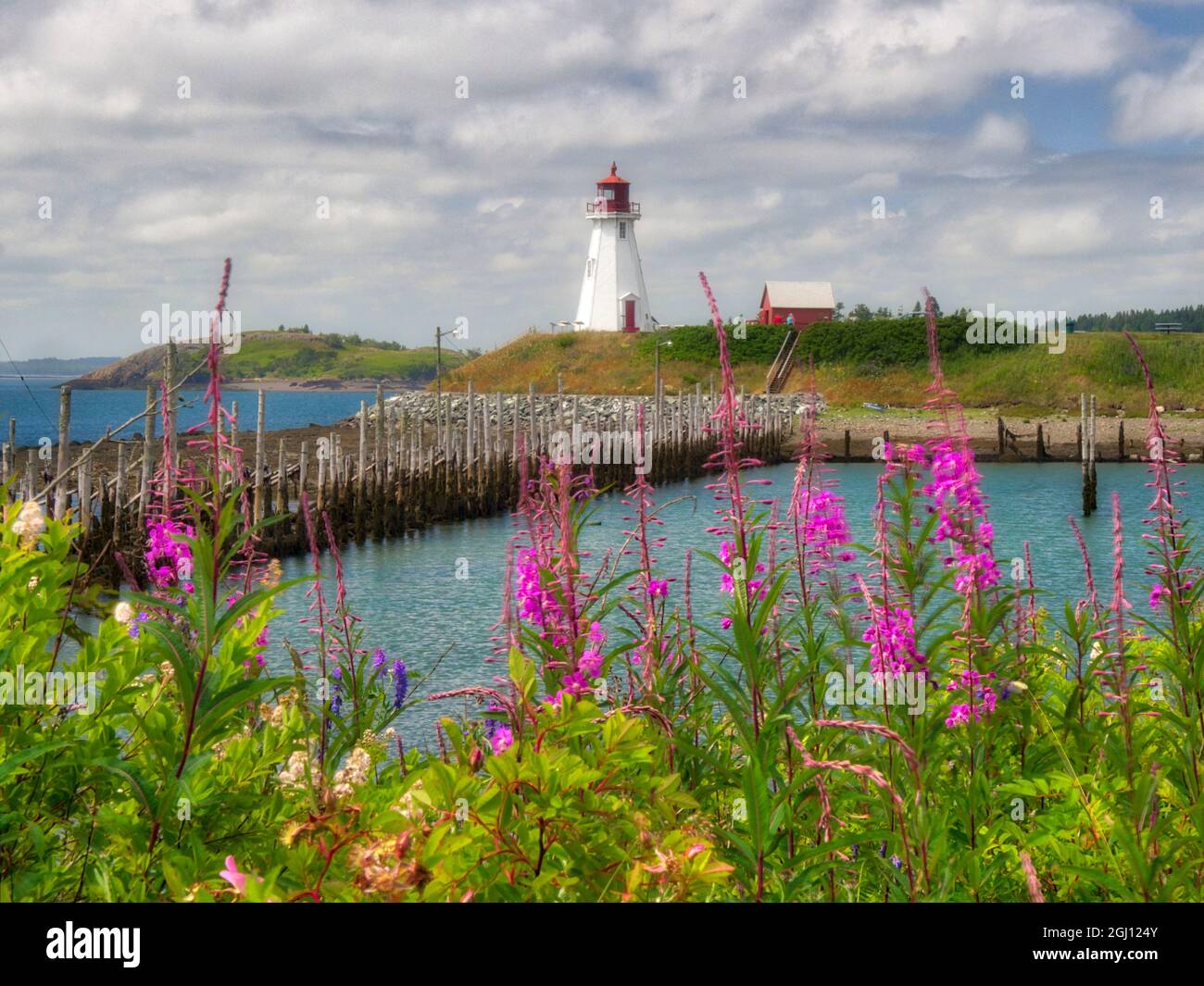 Canada, Nouveau-Brunswick, Île Campobello. Phare de Mulholland point Banque D'Images