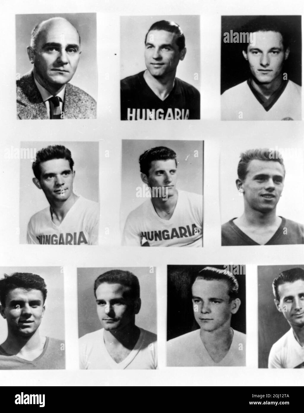 ÉQUIPE NATIONALE HONGROISE DE FOOTBALL - PORTRAIT DES FOOTBALLEURS 5 DÉCEMBRE 1961 Banque D'Images