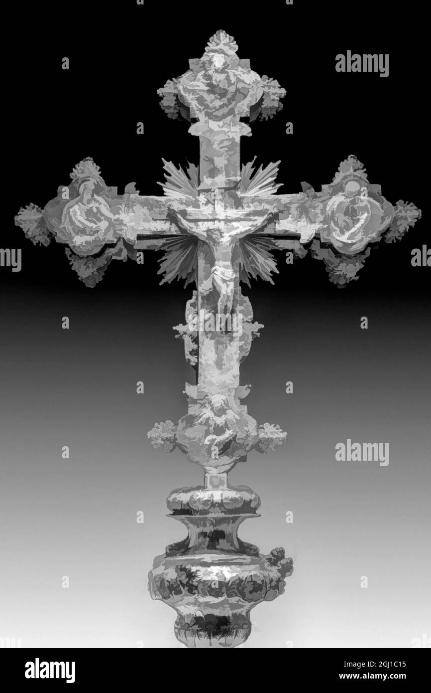 Monténégro, Kotor. Abstrait de la croix chrétienne orthodoxe décorée. Banque D'Images