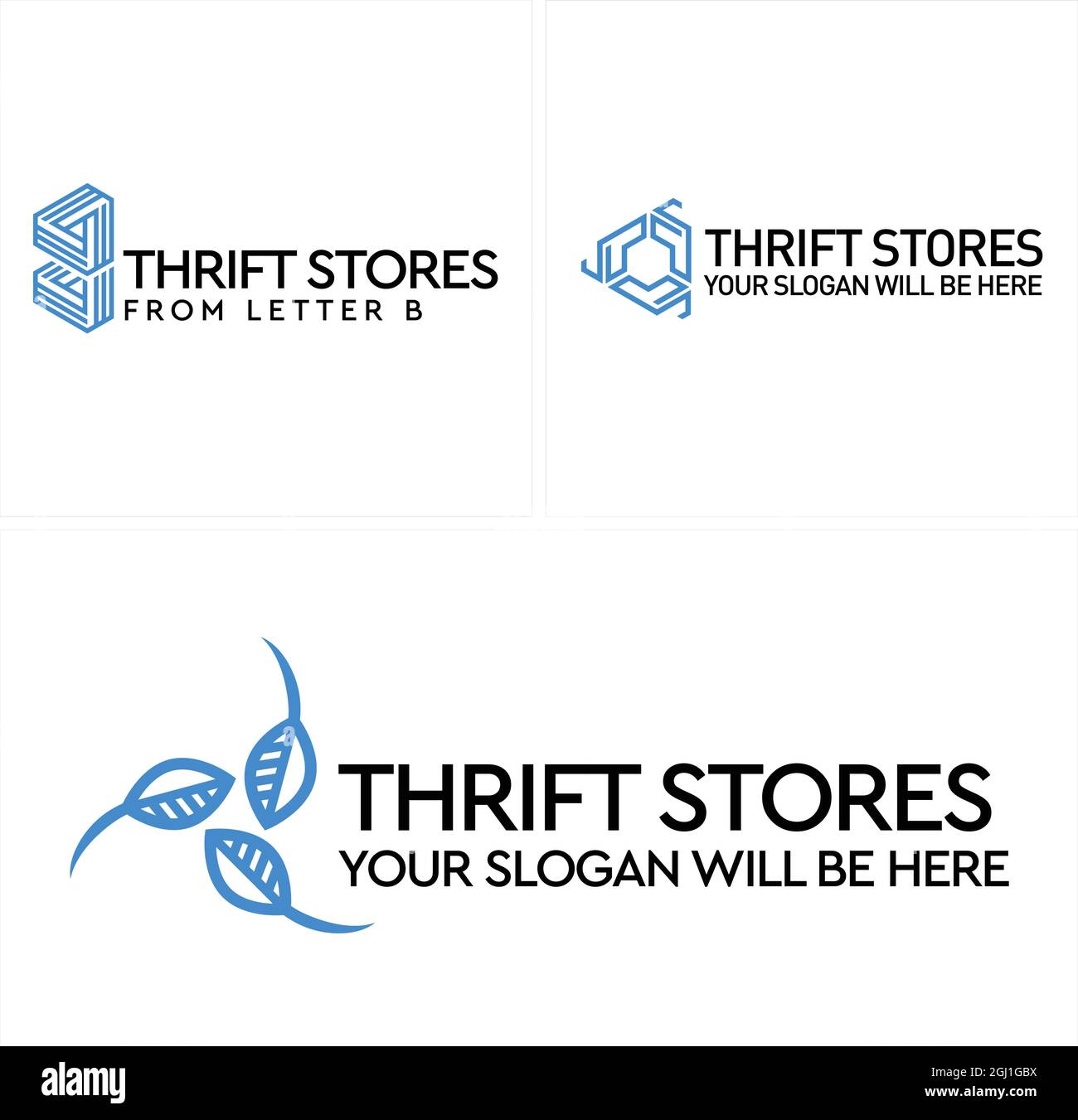Logo icône de feuille de recyclage thrift Store Illustration de Vecteur