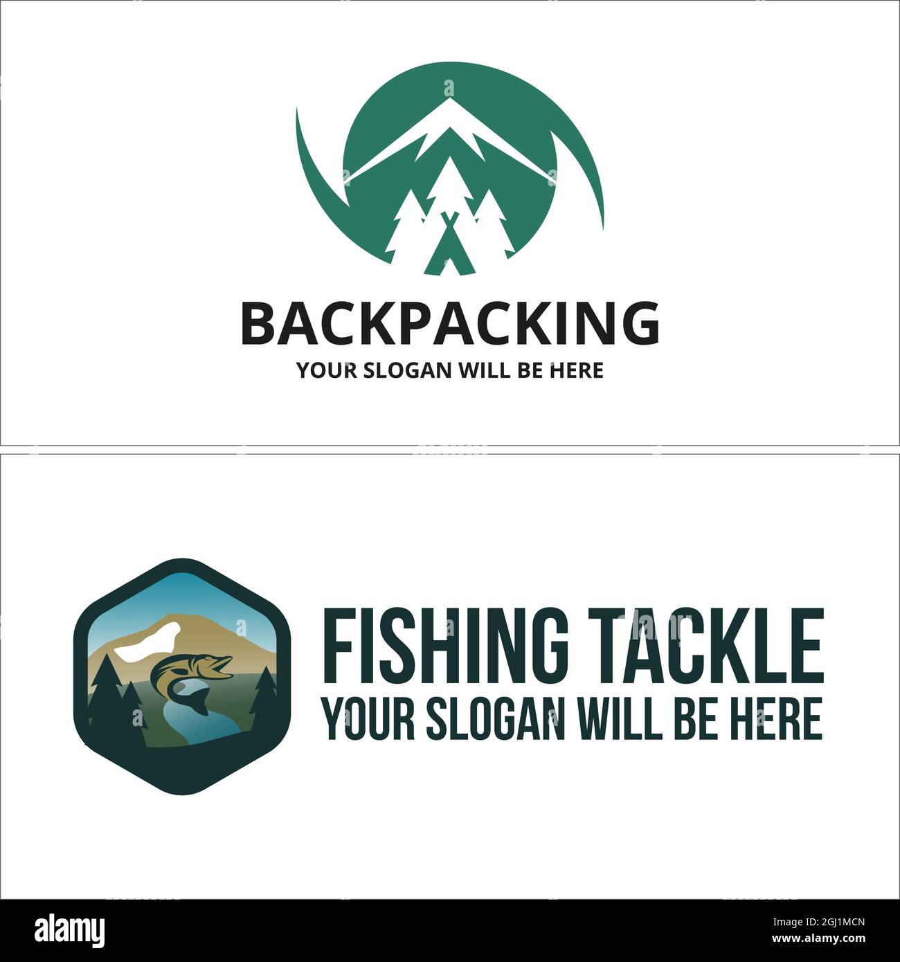 Logo sport pêche montagne aventure Illustration de Vecteur