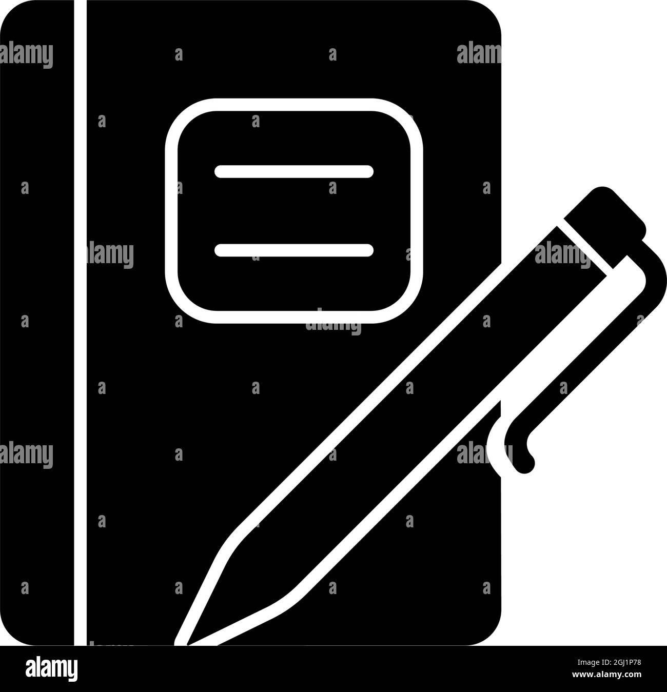 Bloc-notes de composition graphique avec icône de glyphe noir de stylo Illustration de Vecteur