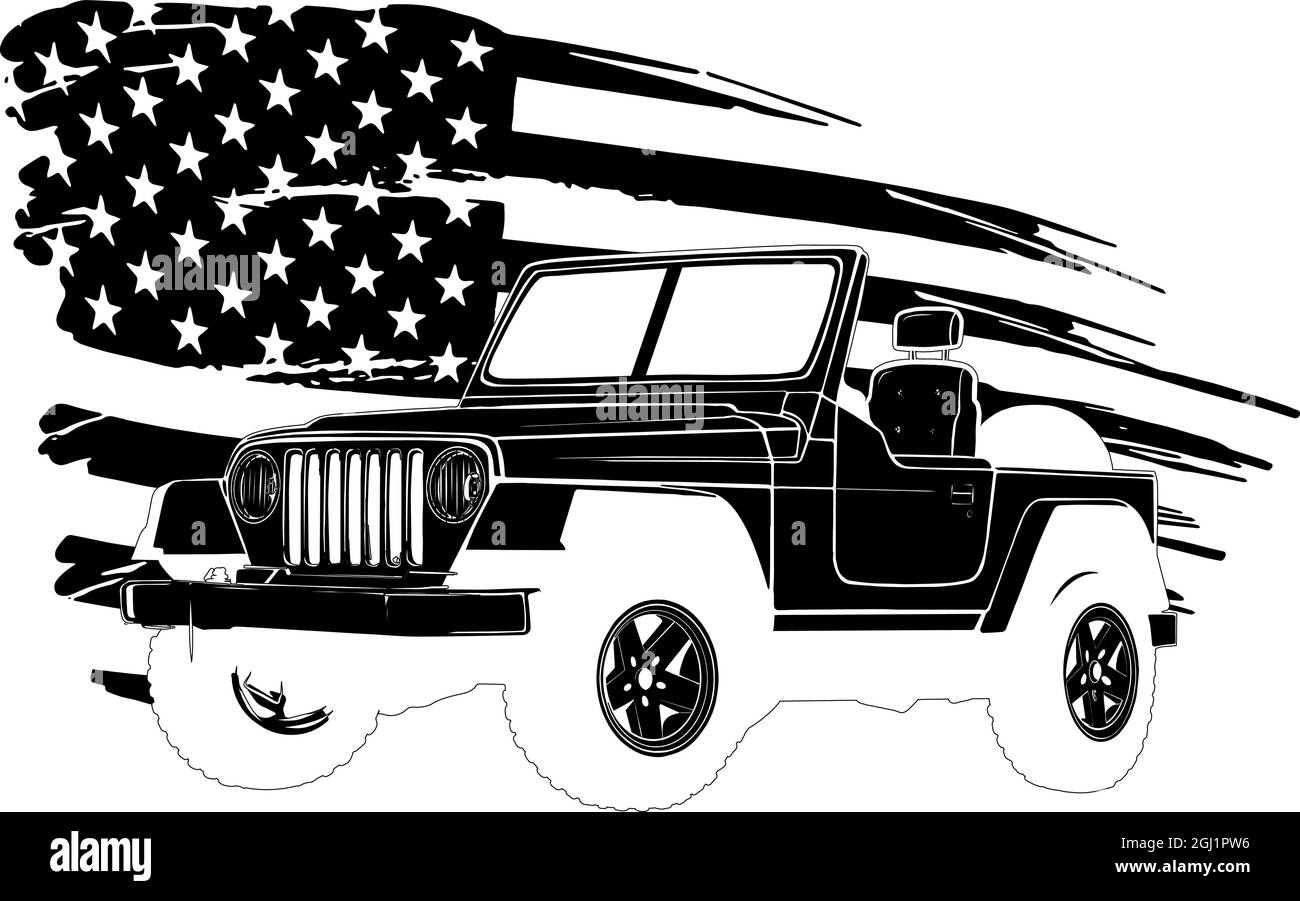 illustration vectorielle d'une voiture avec drapeau américain Illustration de Vecteur