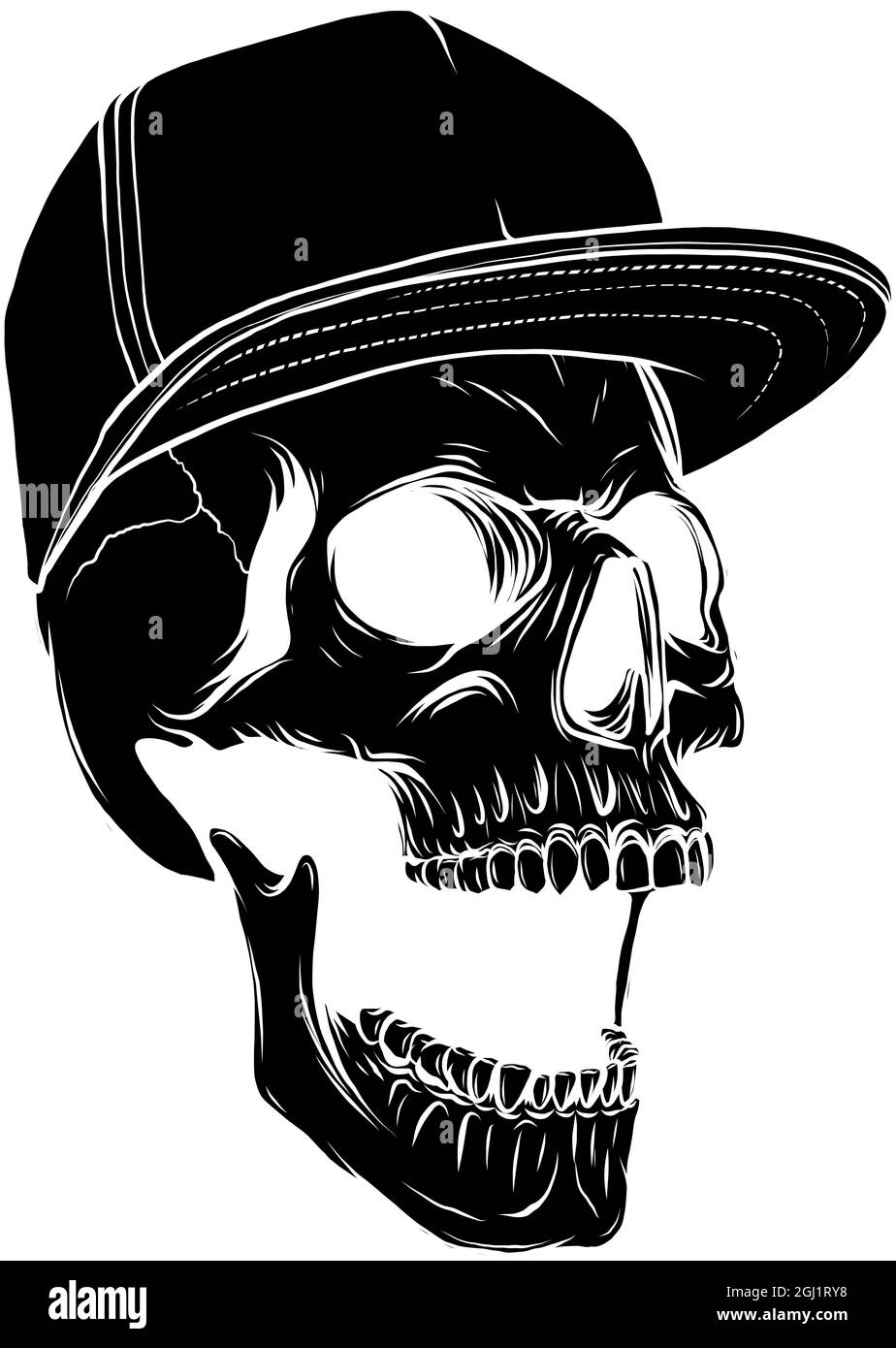 Illustration vectorielle du crâne en colère avec chapeau Illustration de Vecteur