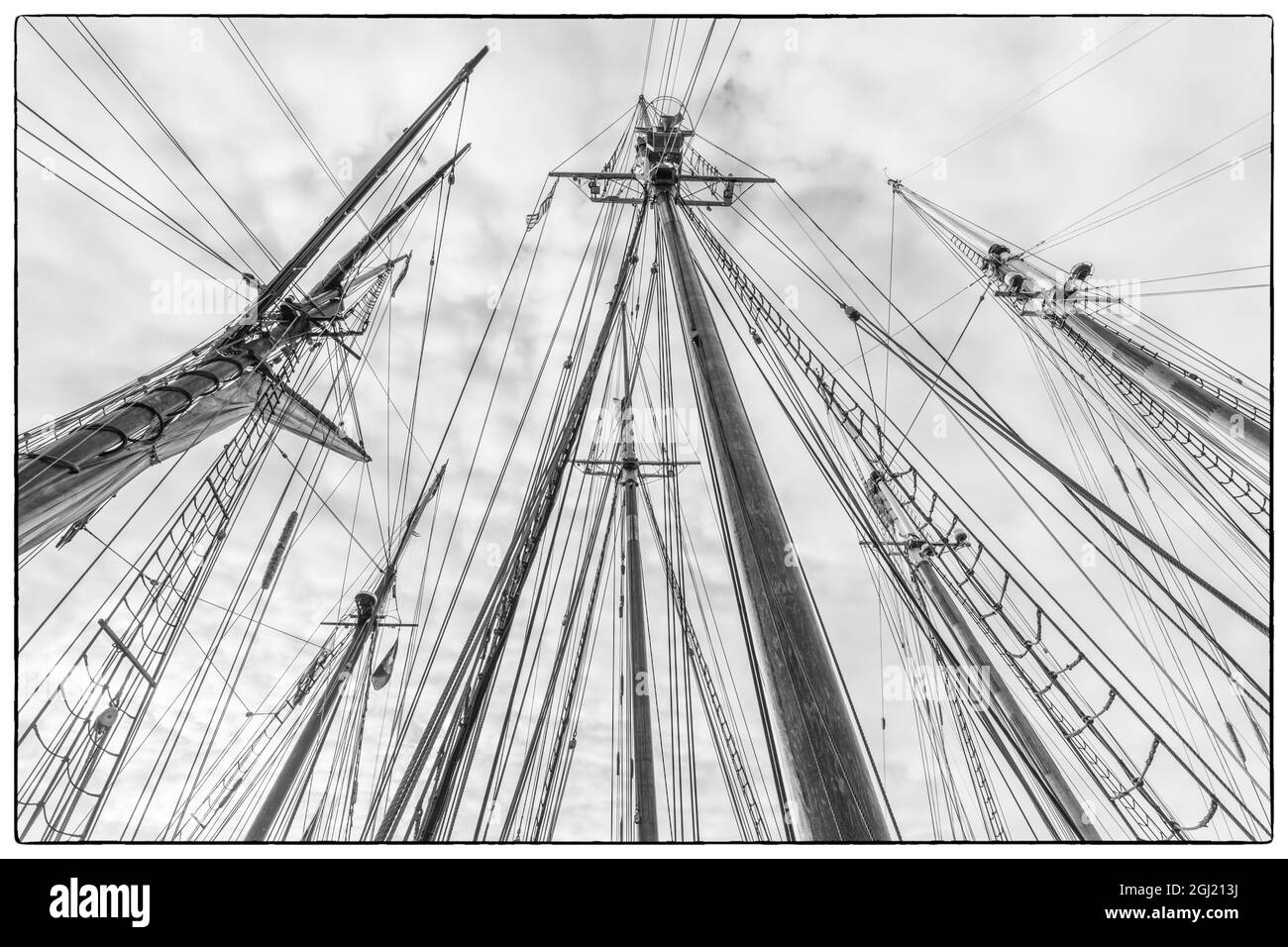 États-Unis, Massachusetts, Cape Ann, Gloucester. Festival de la Schooner de Gloucester, mâts de la goélette. Banque D'Images