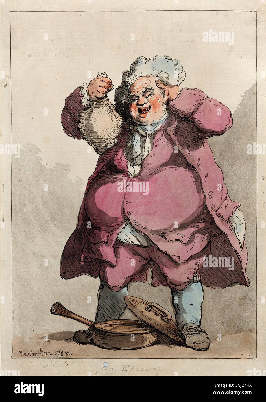 Un Epicure 1788 artiste: Thomas Rowlandson (1756-1827) artiste et caricaturiste anglais de l'ère géorgienne. Observateur social, il était un artiste prolifique et un imprimeur. Crédit : Thomas Rowlandson/Alamy Banque D'Images
