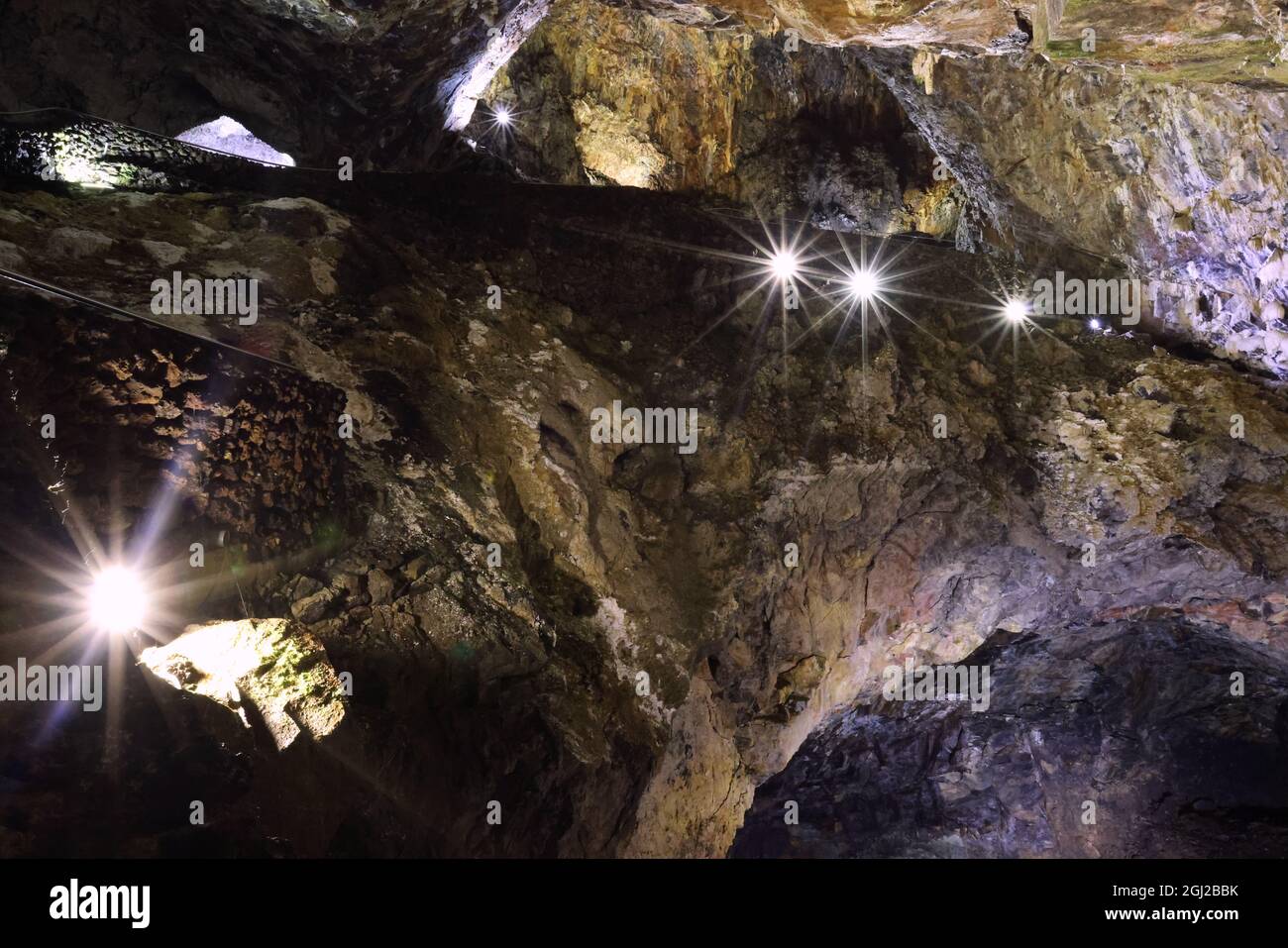 Algar do Carvao la chambre magma du volcan Guilherme Moniz, île de Terceira, Açores Banque D'Images