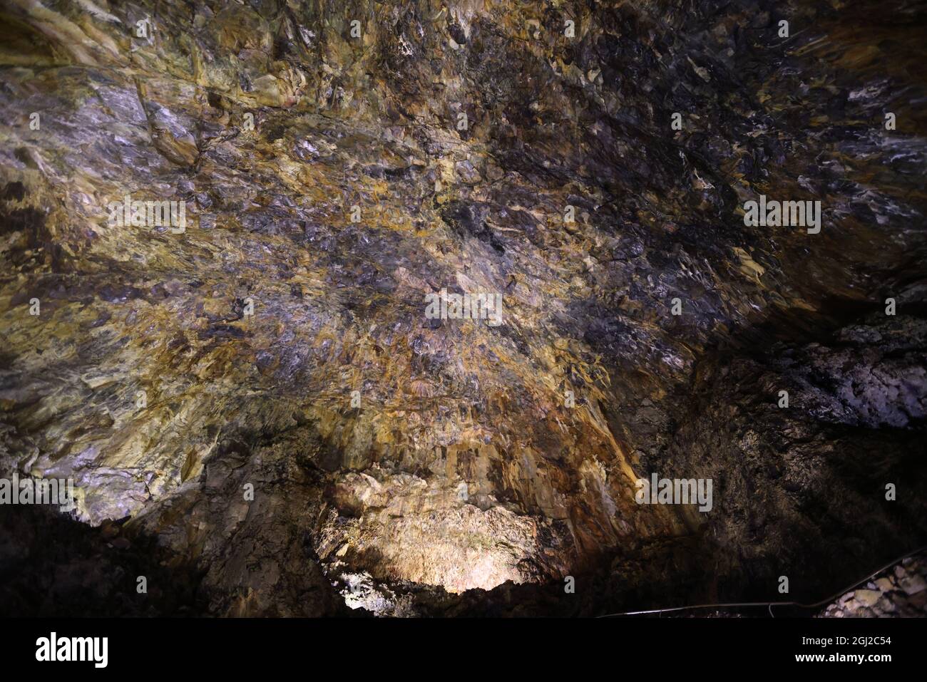 Algar do Carvao la chambre magma du volcan Guilherme Moniz, île de Terceira, Açores Banque D'Images