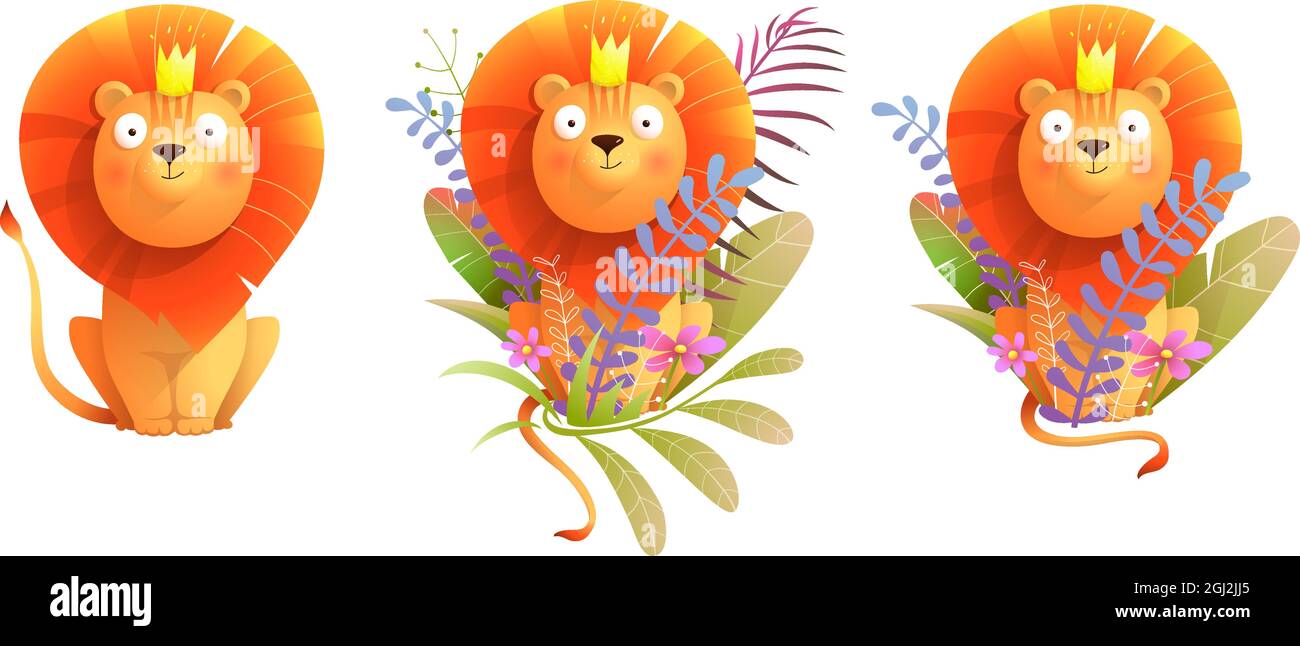 African Baby Lion King dans la nature pour enfants Design Illustration de Vecteur