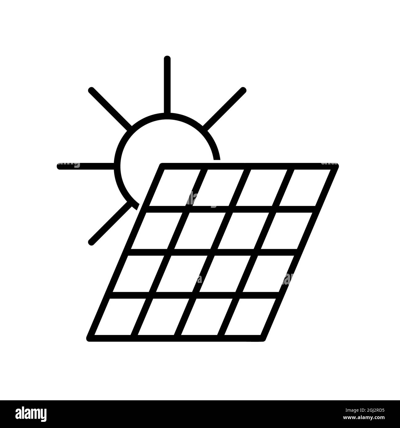 Icône de panneau solaire plat. Pictogramme pour le Web. Trait. Isolé sur fond blanc. Vecteur eps10. Enregistrer le concept écologique Banque D'Images