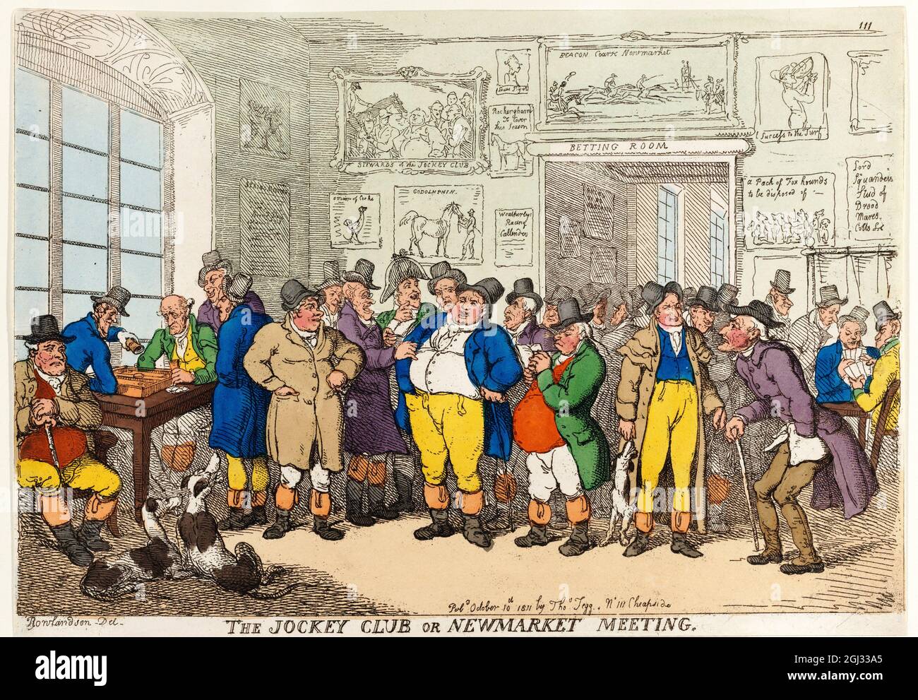 The Jockey Club, ou Newmarket Meeting 1811 artiste: Thomas Rowlandson (1756-1827) artiste et caricaturiste anglais de l'ère géorgienne. Observateur social, il était un artiste prolifique et un imprimeur. Crédit : Thomas Rowlandson/Alamy Banque D'Images