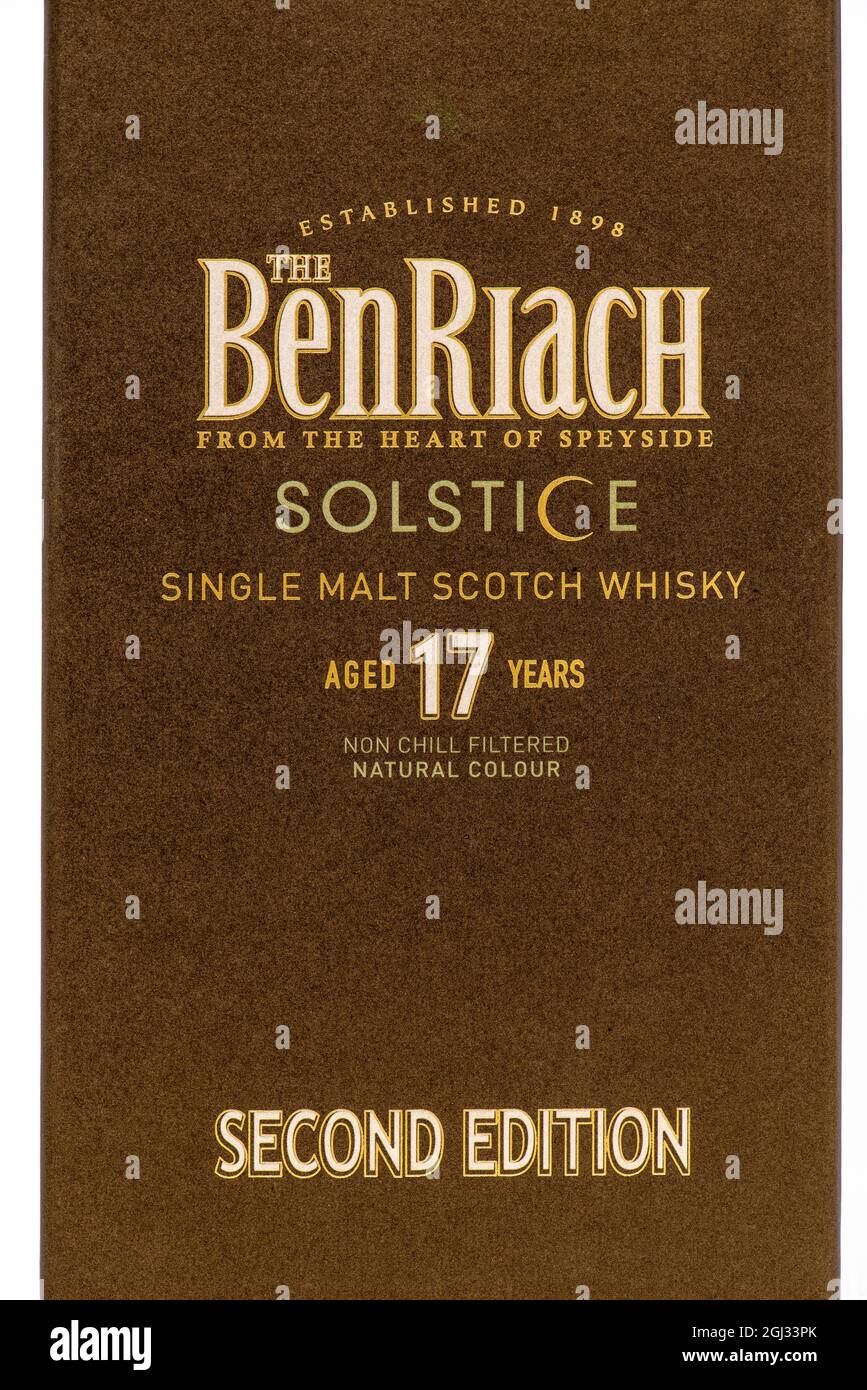 Boîte de whisky single malt BENRIACH de 17 ans Banque D'Images