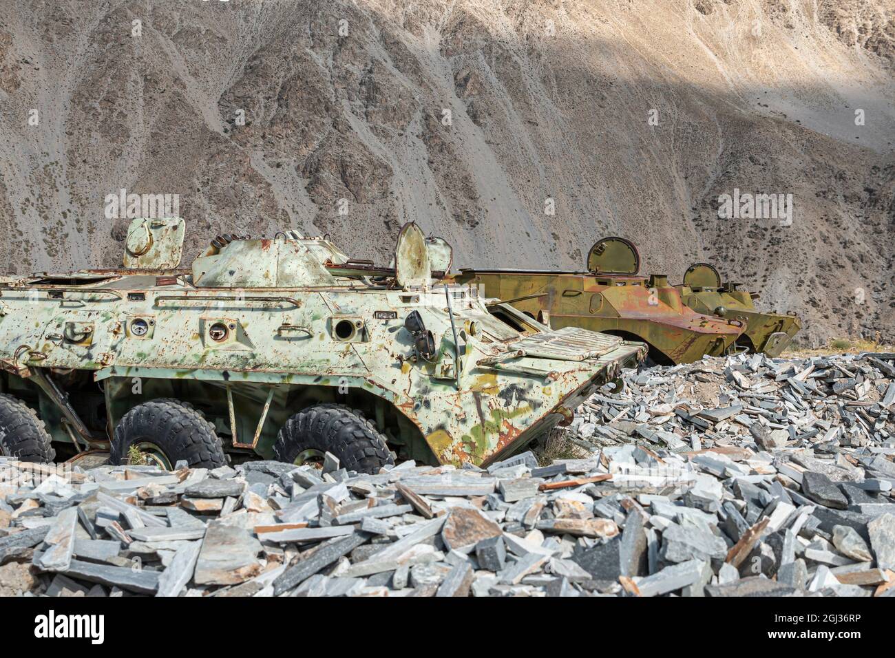 Vieux matériel militaire dans la vallée de Panjshir, en Afghanistan Banque D'Images