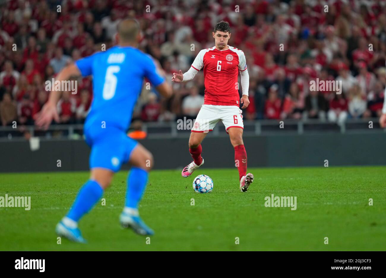 8 septembre 2021 : Andreas Christensen du Danemark pendant le Danemark contre Israël, qualification à la coupe du monde au stade Parken, Copenhague, Danemark. Prix Kim/CSM Banque D'Images