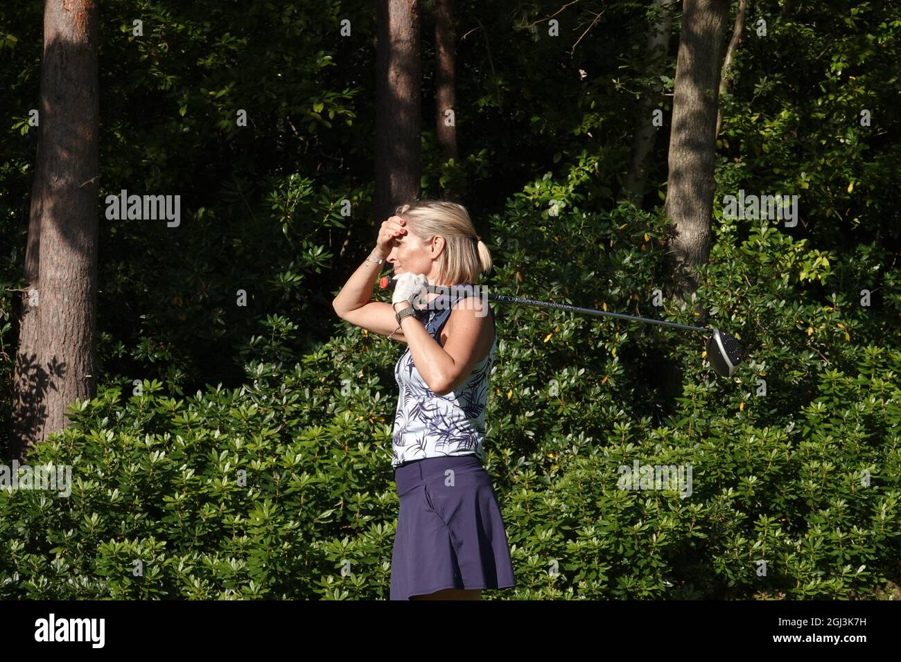 Wentworth, Surrey, Royaume-Uni. 8 septembre 2021. Jenni Falconer,  présentatrice à la télévision et à la radio, au Celebrity Pro-Am avant  l'événement phare de la PGA européen TourÕs - le BMW/PGA Championship a