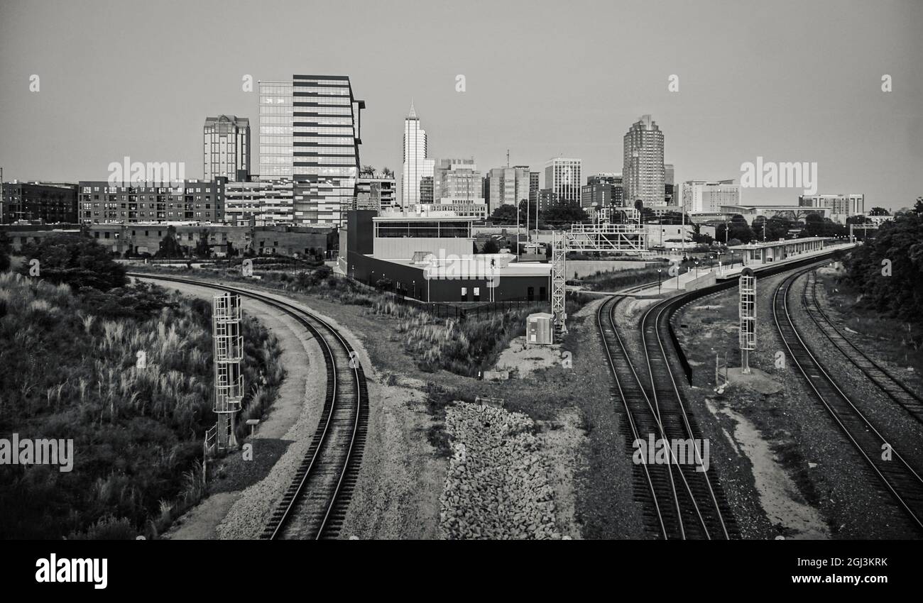 Vue panoramique de Raleigh Durham en Caroline du Nord depuis le pont Boylan Banque D'Images