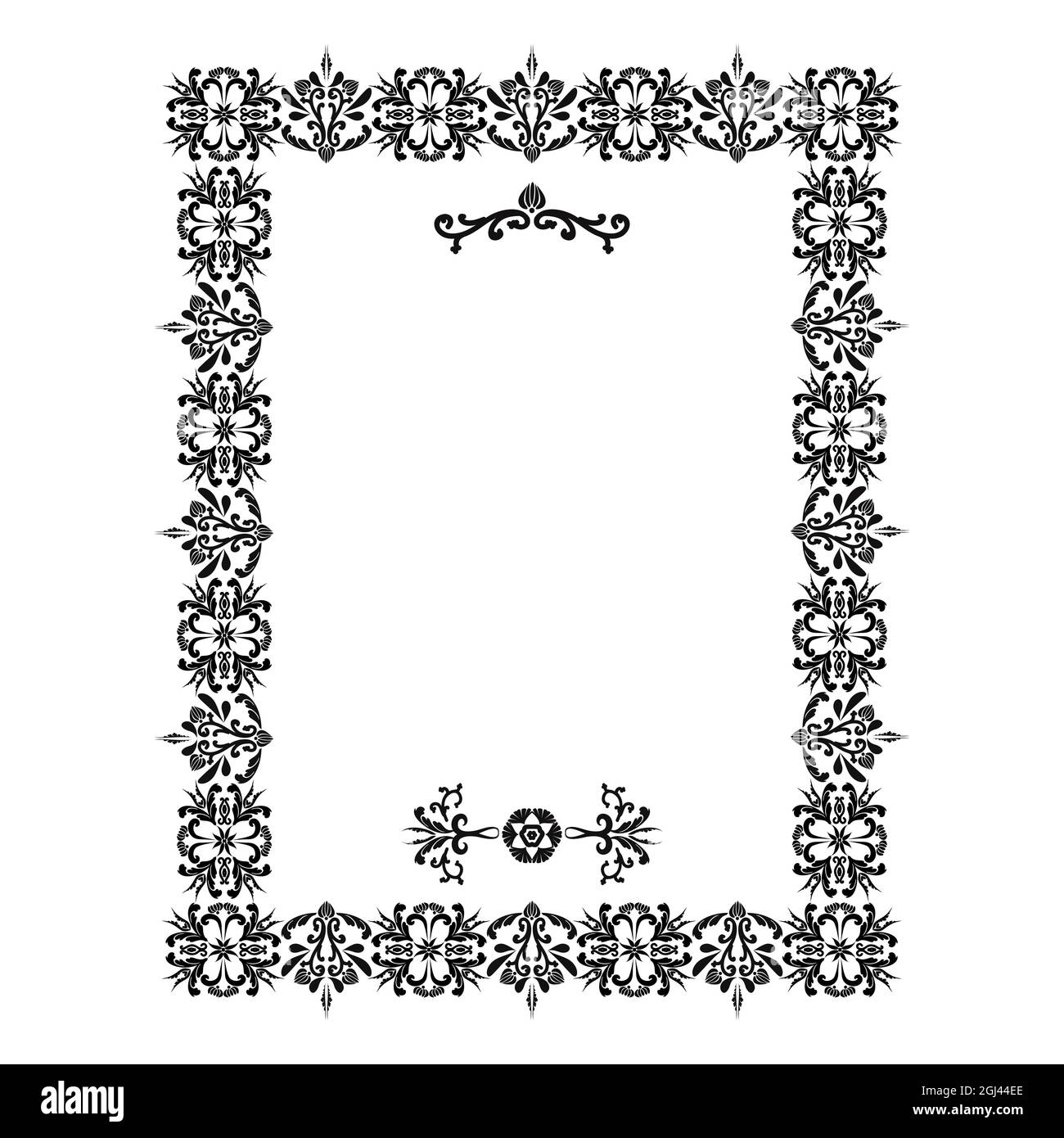 Bordures vectorielles, éléments floraux décoratifs pour le design. Décoration de page. Graphiques numériques. Noir et blanc.Illustration vectorielle. Illustration de Vecteur