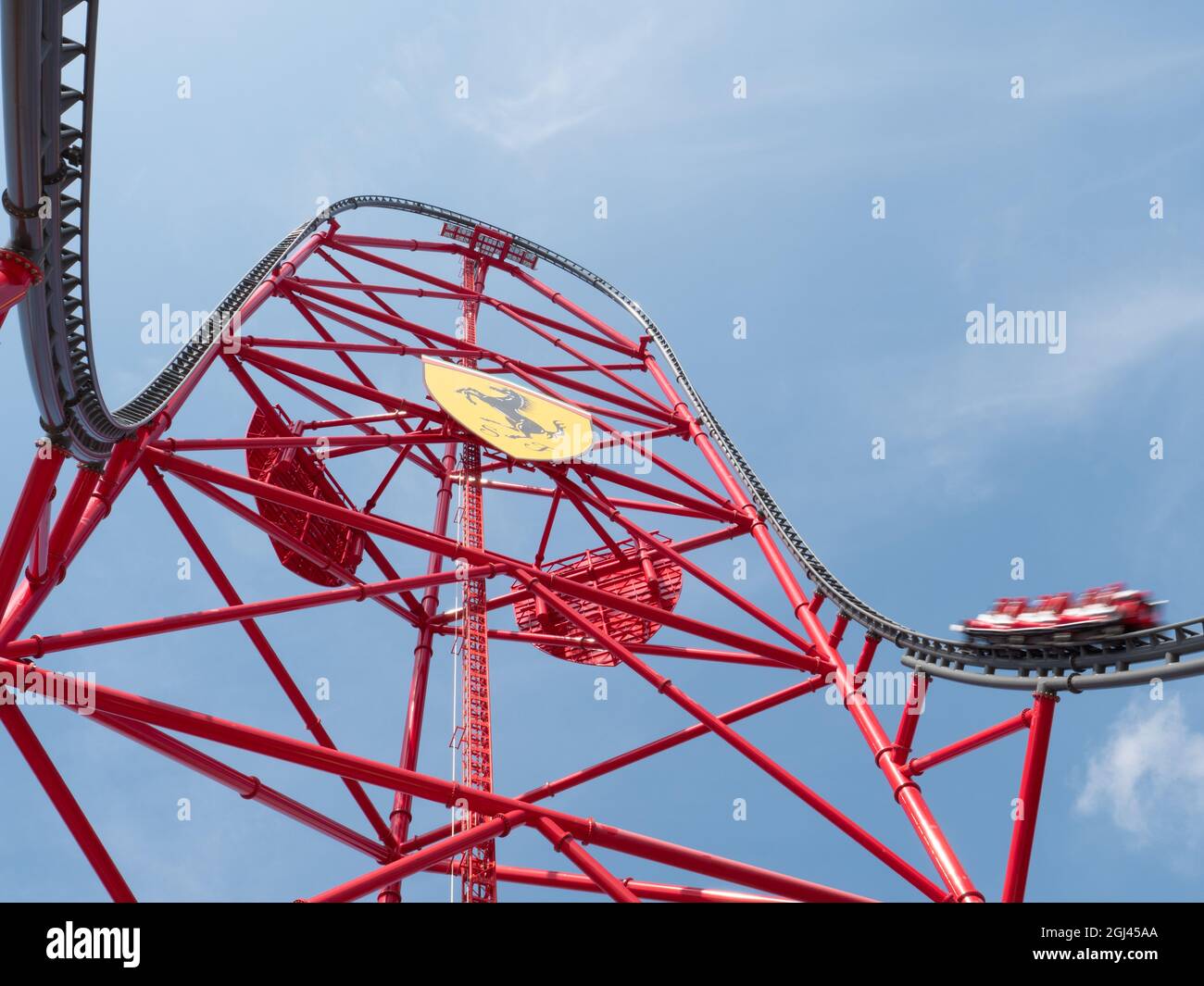 Attraction Red Force à PortAventura World Banque D'Images