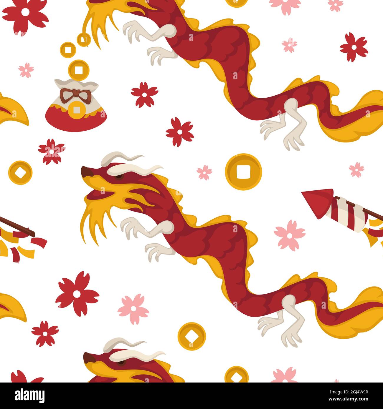 Fête du dragon chinois et du pétards Illustration de Vecteur