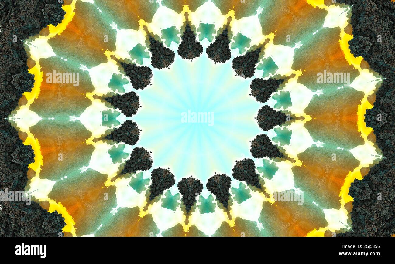 Décoration circulaire élégante grise et bleu clair sous forme de fleur stylisée. Modèle Kalédoscope pour la fabrication de l'emballage, de la raclage, du cadeau W Banque D'Images