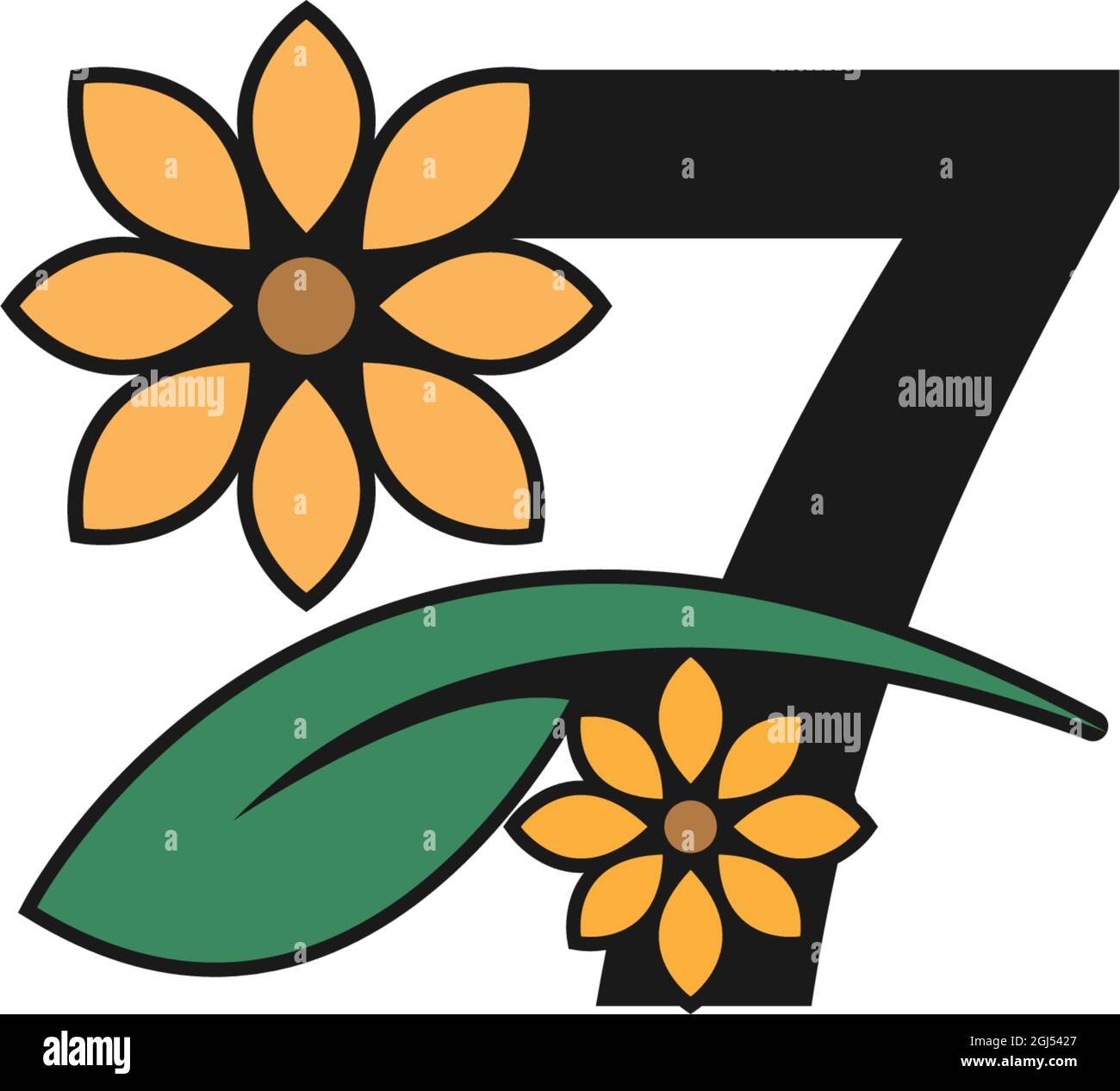 un nombre avec des fleurs logo design modèle vectoriel Illustration de Vecteur