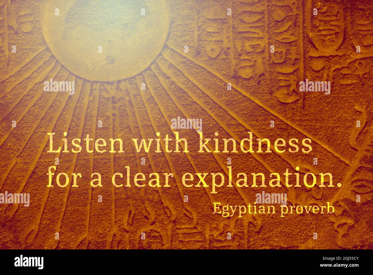 Ecouter Avec Gentillesse Pour Une Explication Claire Citation Proverbe Egyptien Ancien Photo Stock Alamy