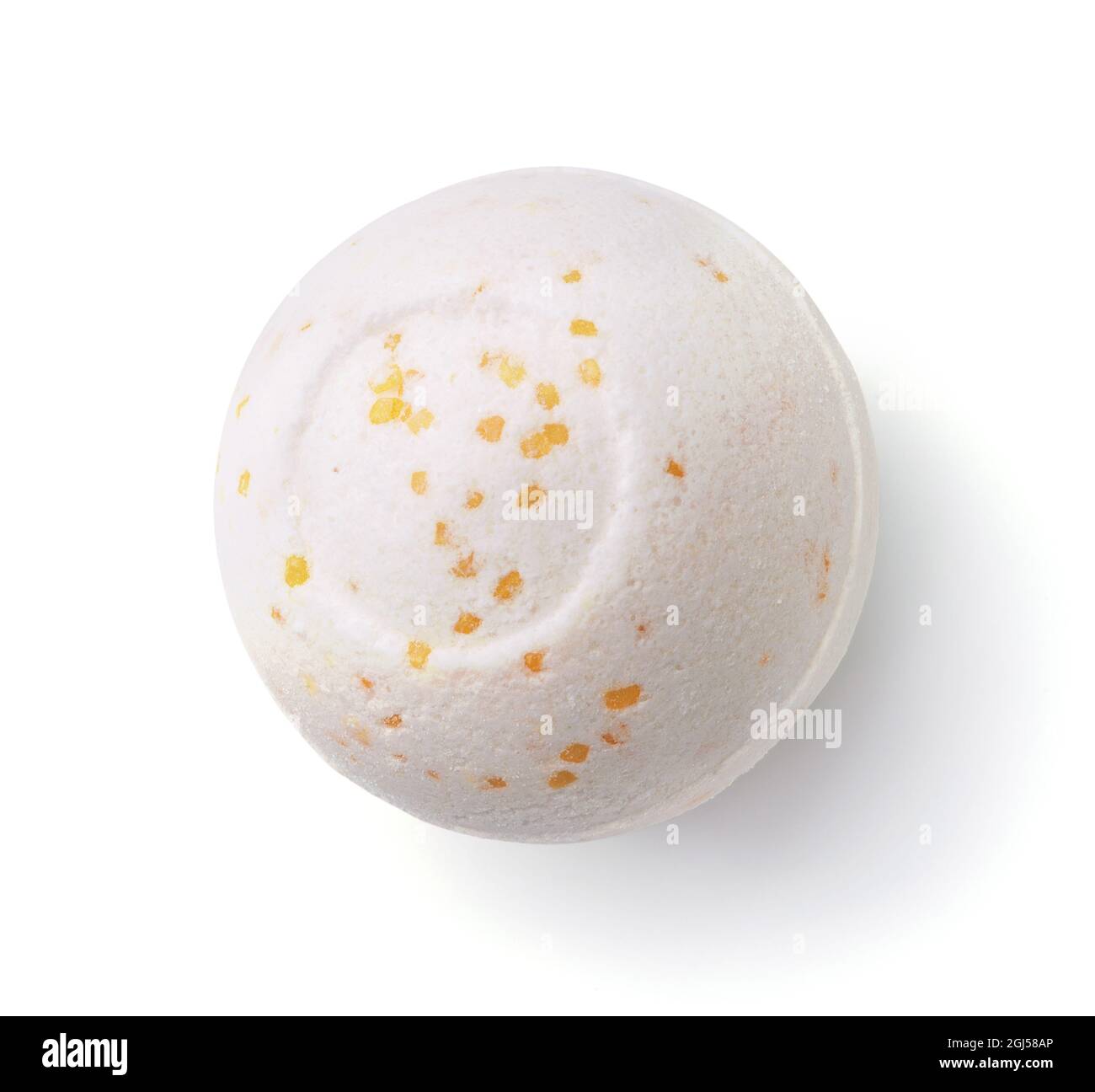 Vue de dessus de la boule de bain bubbling aromatique de melon isolée sur blanc Banque D'Images