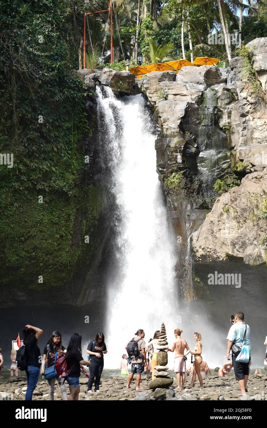 BALI, INDONÉSIE - 07 février 2021 : une photo verticale des touristes se  rassemblant dans une cascade de Bali, Indonésie Photo Stock - Alamy