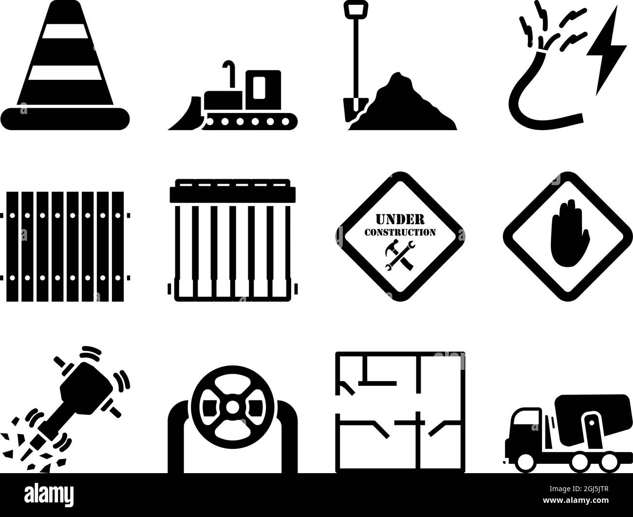 Ensemble d'icônes de construction. Illustration vectorielle entièrement modifiable. Texte développé. Illustration de Vecteur