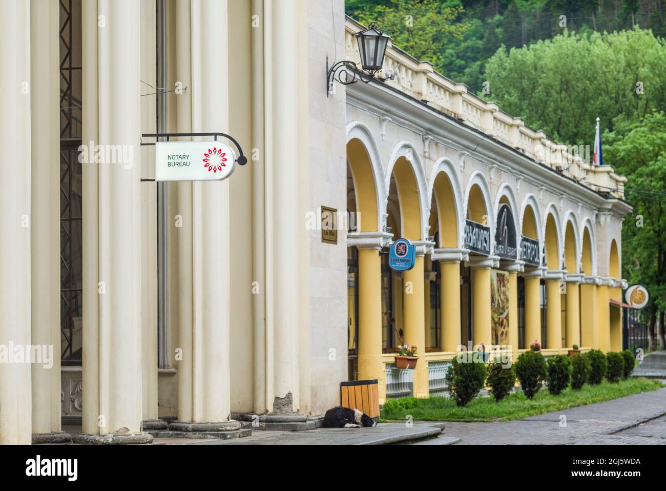 Géorgie, Borjomi. Célèbre station d'eau minérale, gare. Banque D'Images