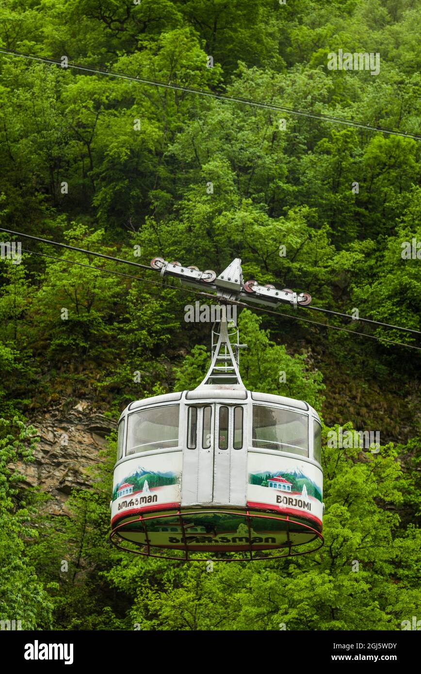 Géorgie, Borjomi. Célèbre station d'eau minérale, téléphérique. Banque D'Images