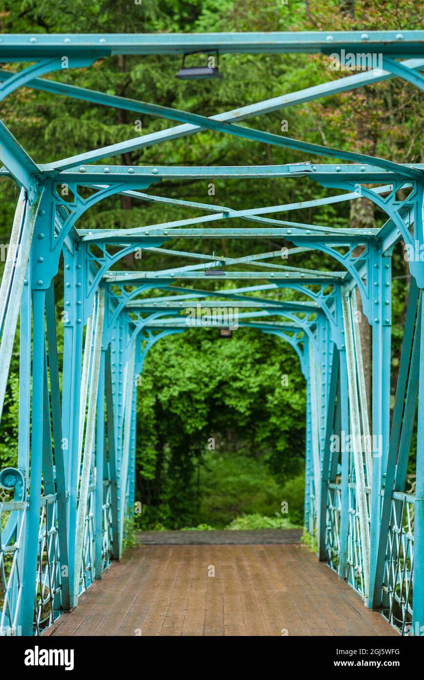 Géorgie, Borjomi. Célèbre station d'eau minérale, passerelle piétonne. Banque D'Images
