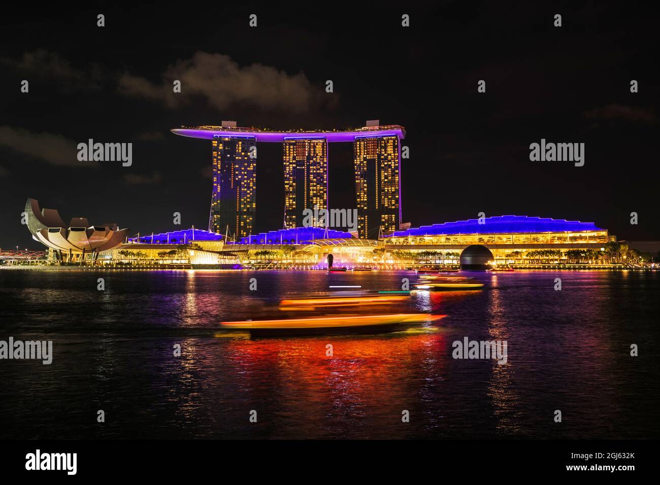 Spectacle de lumière et d'eau Spectra à Marina Bay Sands, Singapour. Banque D'Images