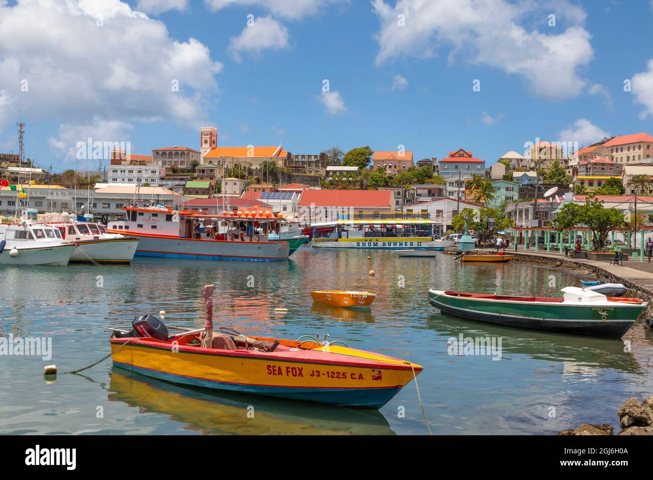 Caraïbes, Grenade, Saint-Georges. Bateaux dans le port de Carenage. Crédit : Don Paulson / Galerie Jaynes / DanitaDelimont.com Banque D'Images