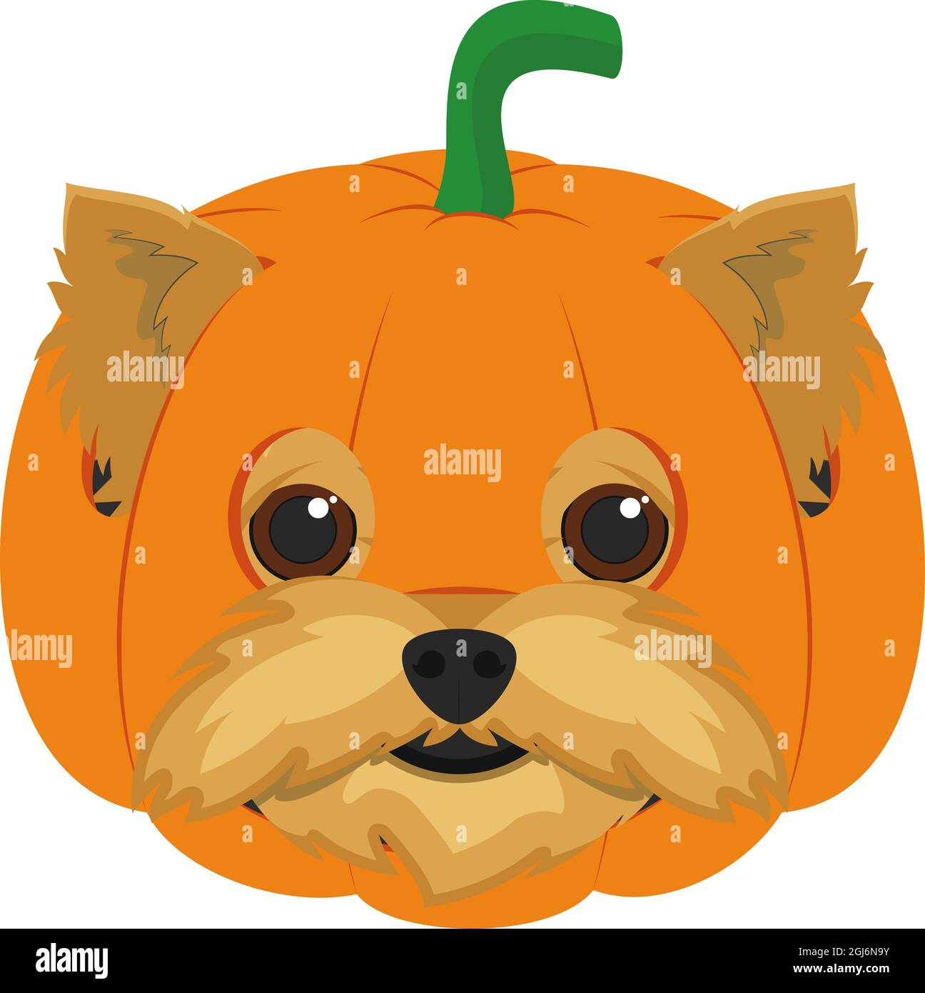 Carte de voeux pour Halloween. Chien du Yorkshire Terrier habillé comme une citrouille Illustration de Vecteur