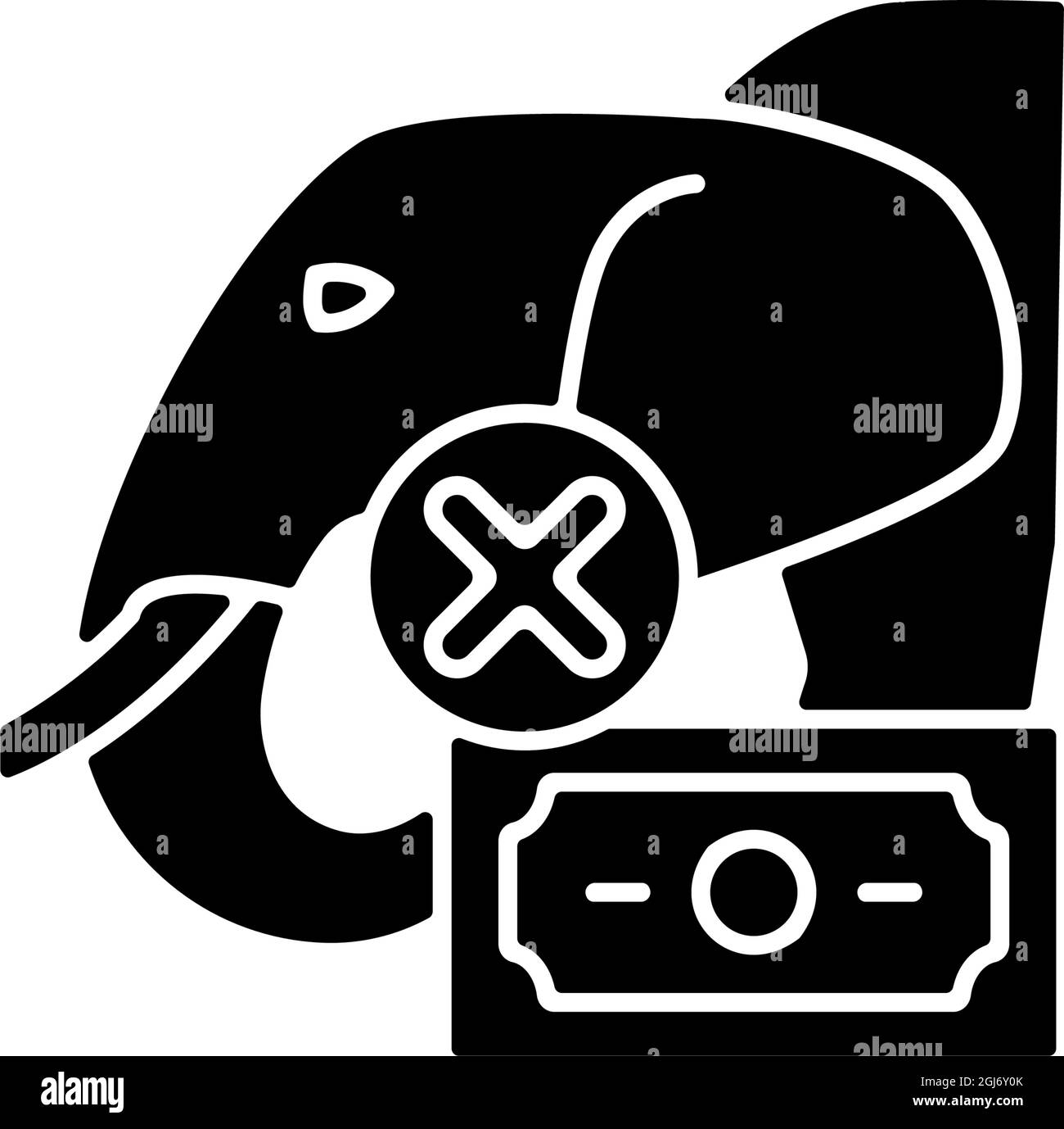 Commerce illégal de la faune icône de glyphe noir Illustration de Vecteur